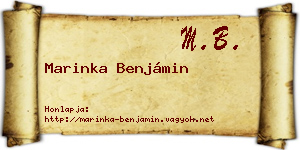 Marinka Benjámin névjegykártya